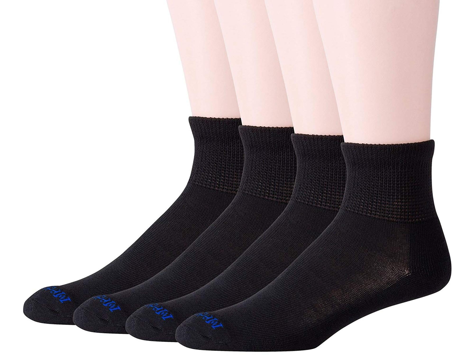 MediPEDS Men's 8 Pack Diabetic Quarter Socks with Non-Binding, Black ...