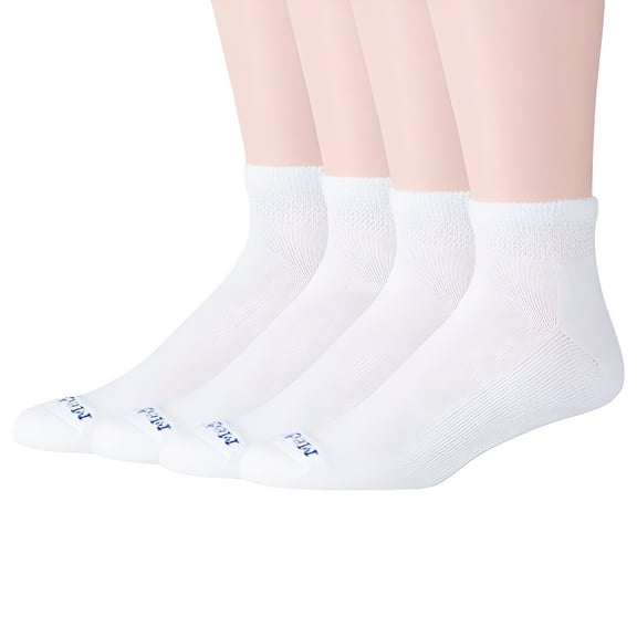 MediPEDS Men's 8 Pack Diabetic Quarter Socks with Non-Binding Top, White,Shoe Size: Men's 6-9 Women's 6-10