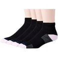 thumbnail image 1 of MediPEDS Women's Diabetic Quarter Socks With Nanoglide, 4 Pack, black with Pink, Shoe Size: 5-10, 1 of 1