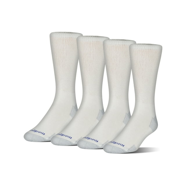 MediPeds Diabetic NanoGlide Crew Casual Socks, XLarge, 4 Pairs