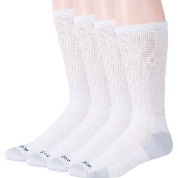 MediPeds NanoGlide Crew Casual Socks, X-Large, 4 Pairs