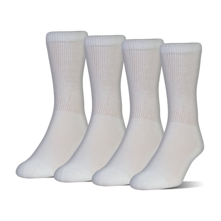 MediPeds Men's COOLMAX Extra Wide Crew Sock, 4-Pack