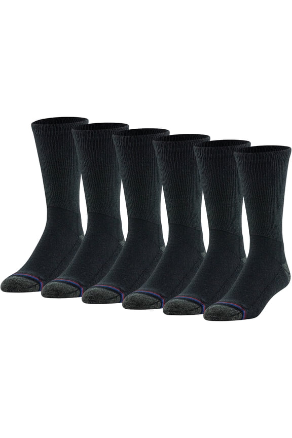 Men's Non-Binding Crew Socks, 6-Pairs Extended Sizes