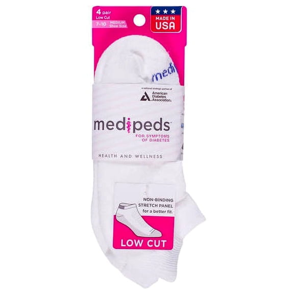 MediPeds Women's COOLMAX? Non-Binding Low-Cut Sock, 4-Pack