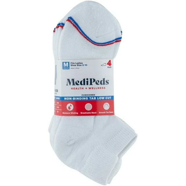 MediPeds® Women's Half Cushion Low Cut Socks, 4 Pairs - Walmart.com