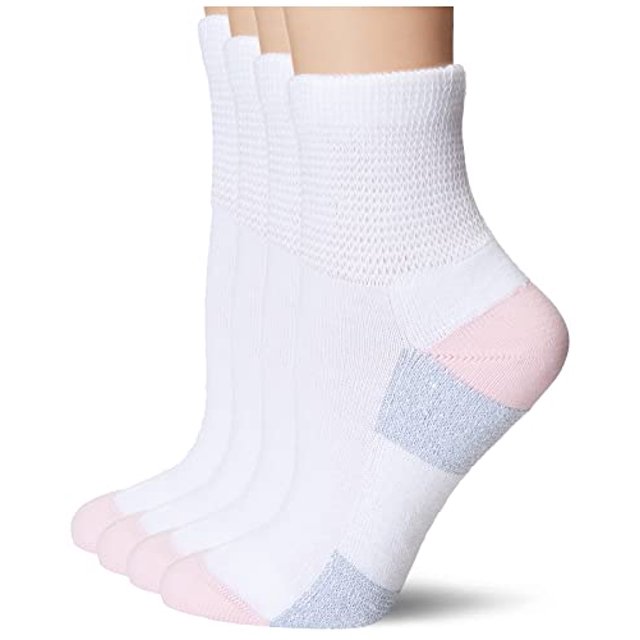 MediPeds womens Diabetic Quarter With Nanoglide, 4 Pack Casual Sock