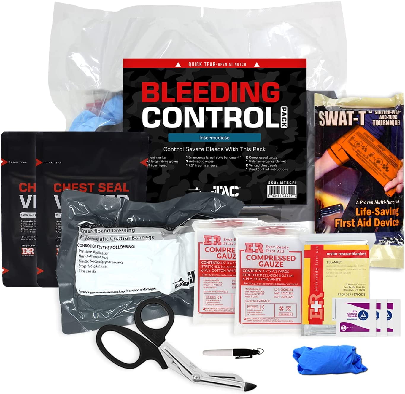 MediTac Intermediate Bleeding Control Pack Feat. Emergency Bandage and Compressed Gauze Dressing – Intermediate