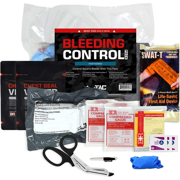 MediTac Intermediate Bleeding Control Pack Feat. Emergency Bandage and Compressed Gauze Dressing Intermediate