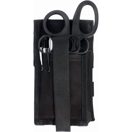 MediTac Premium First Aid Shears EMT Scissors Combo Pack (With Autoclavable 7-1/4" Titanium Bonded Shear) With Holster - Black