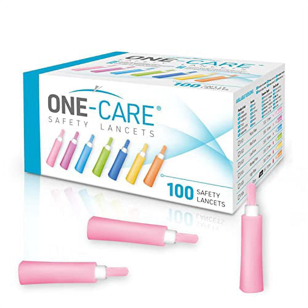 ONE-CARE Safety Lancets 21G X 1.8mm – Contact-Activated, Sterile, 100 Lancets Per Box 2 thumbnail image