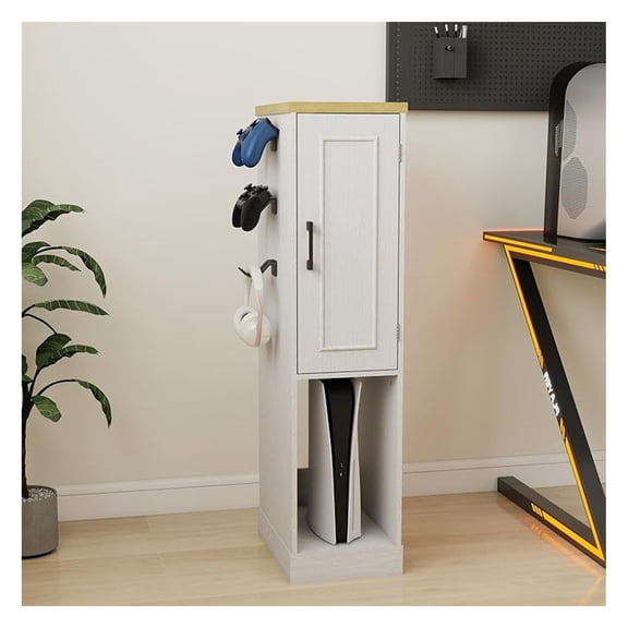 Media Cabinet, AV Media Stand Game Console Stand with Drawers Inside Media Audio Tower Rack with Game Storage Cabinet for PS5 and Xbox