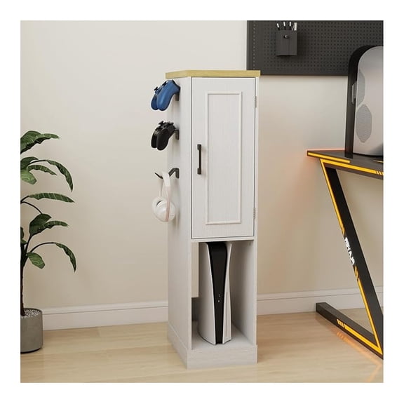 Media Cabinet, AV Media Stand Game Console Stand with Drawers Inside Media Audio Tower Rack with Game Storage Cabinet for PS5 and Xbox