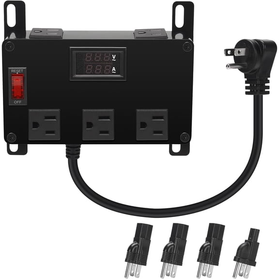 Media Cabinet Power Strip, 5 Outlets, Half Width, Compatible with On-Q Media Cabinets, 3 IEC C13 Adapters, 1 IEC C7 Adapter, AC1031