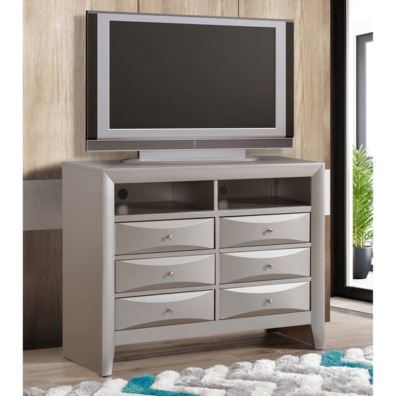 Media Chest | Bedroom Functionality | Dovetailed Drawers for Longevity | Champagne Main Color