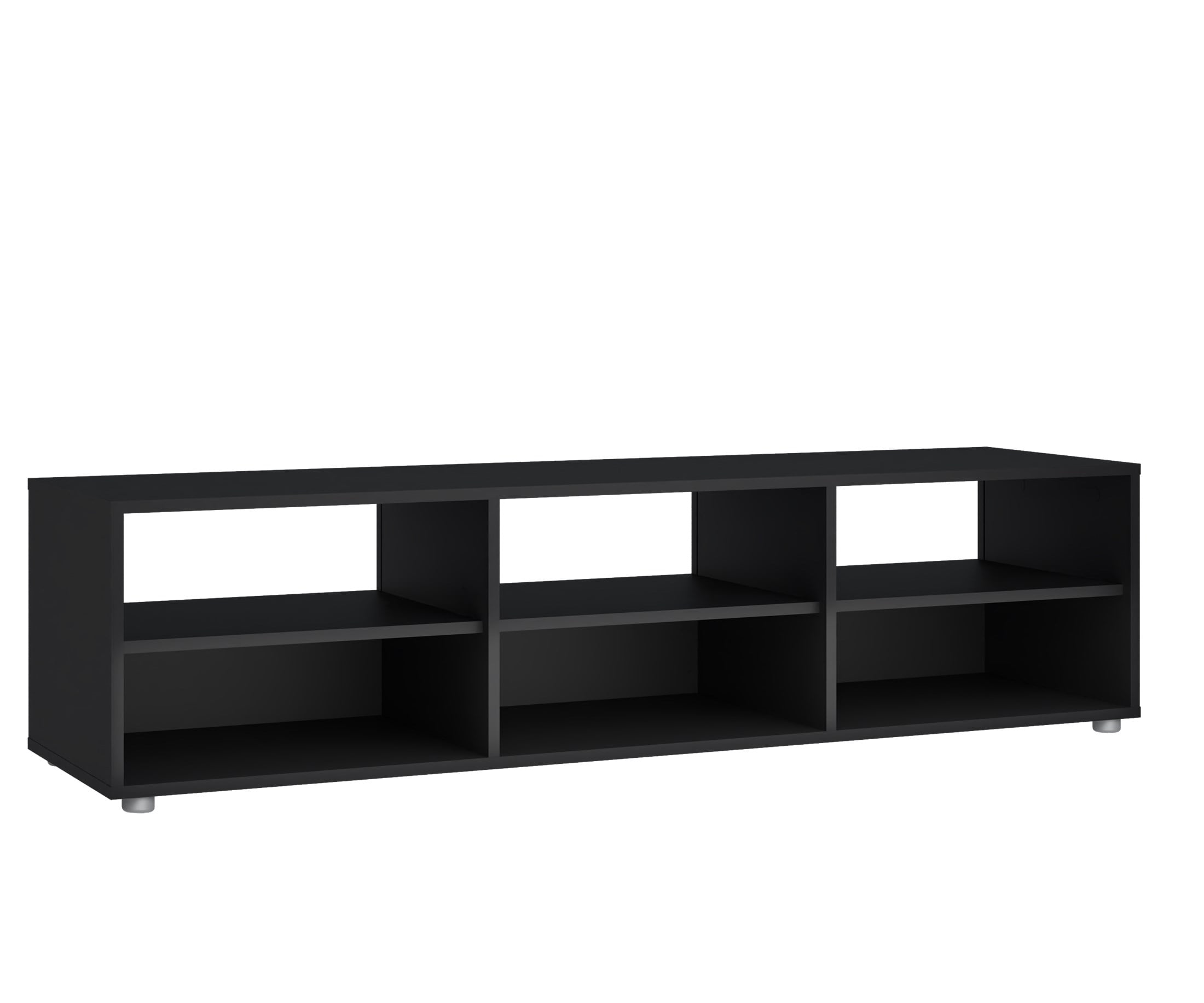 Media Collection 6 Shelf TV Stand, Black Matte