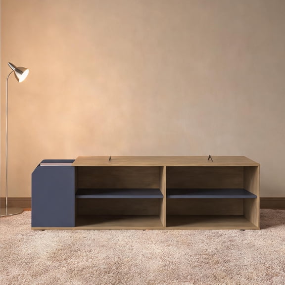 Media Console for Living Room, Particle Board, 59-Inch Wide Open Shelf TV Stand