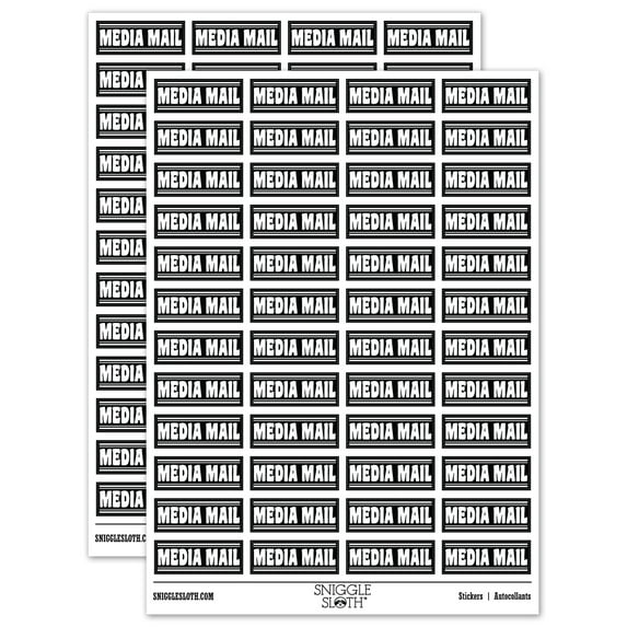 Media Mail Border Top Bottom Sticker Set - Black - Matte Finish - 1.25" Mini