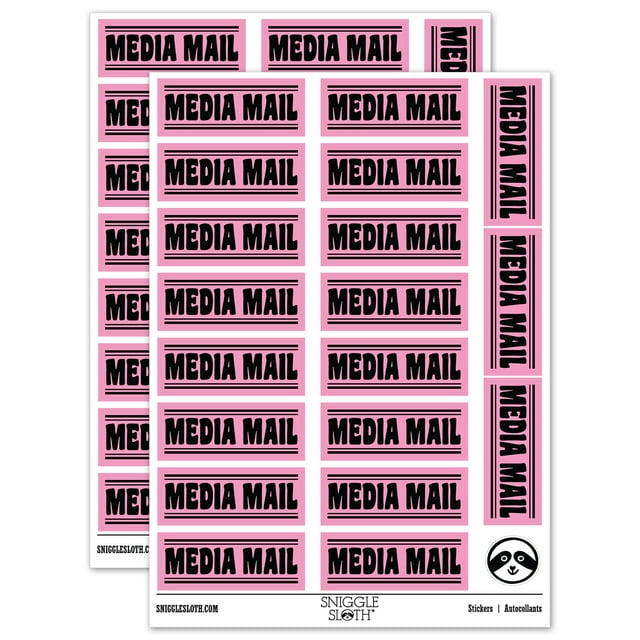 Media Mail Border Top Bottom Sticker Set Light Pink Gloss Finish