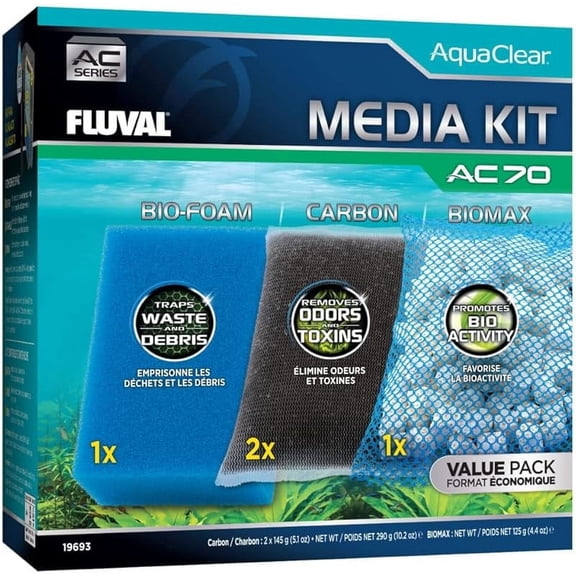 Media Maintenance Kit for AC70 Power Filter - for Use in Freshwater & Saltwater Aquariums