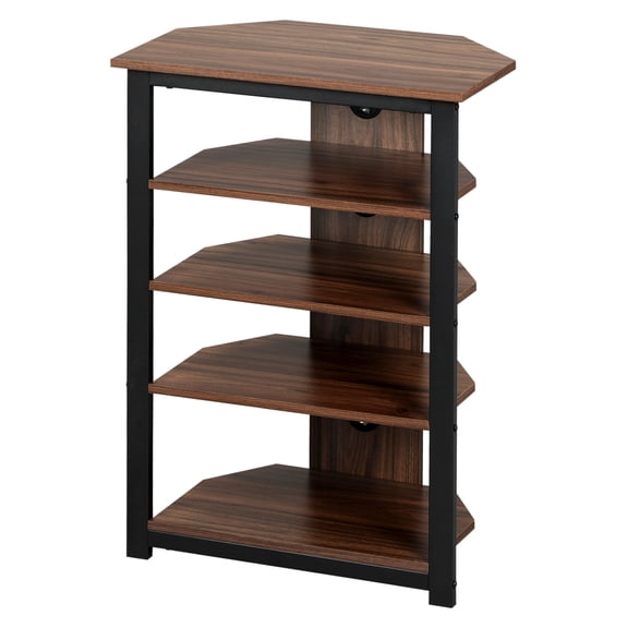 Media Stand 4-Tier Corner Shelf AV Rack for TV DVD Xbox Router, Brown