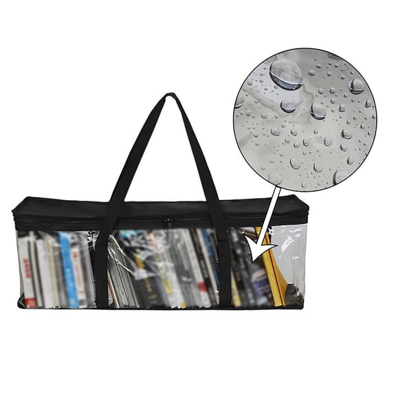 Media Storage Bag Clear Book Carrying Case with Handles,Water Resistant Travel,Portable Organizer for Books and Small Media Collections,Stackable Storage Bag with Easy Carry Handles