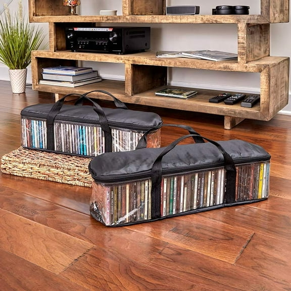 Media Storage Bag Organizer with Handles for DVDs or CDs Set of 2