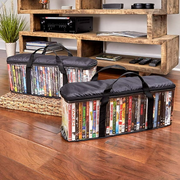 Media Storage Bag Organizer with Handles for DVDs or CDs Set of 2 - Set of 2 DVD Damask