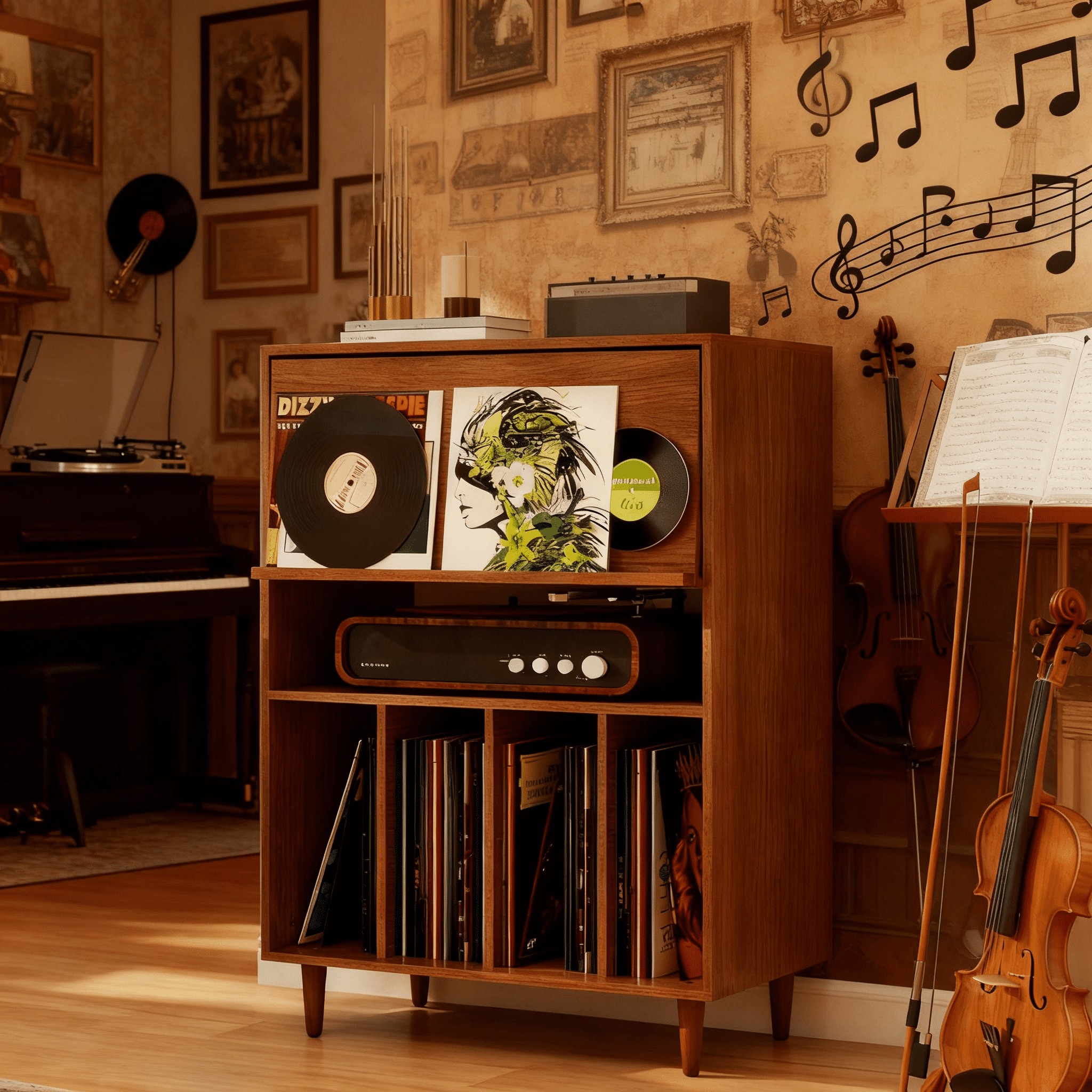 Media Storage Cabinet, Audio-Video Media Stand, Stereo Cabinet with 4 ...