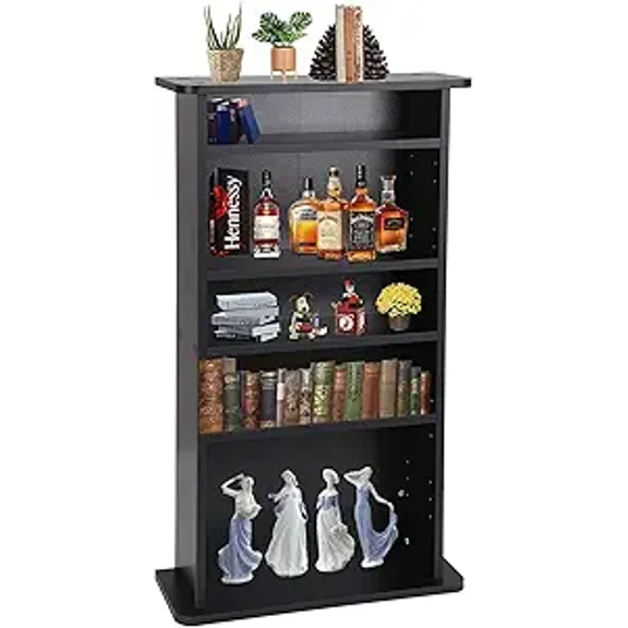 Media Storage Cabinet for DVD, CD, Blu-Rays, 5 Adjustable Shelves Hutch Cabinet, Games DVD Storage Tower Shelf Rack Standing Shelves