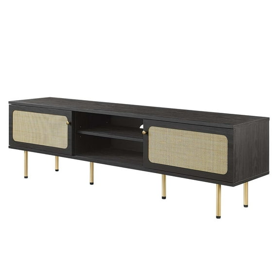 Media TV Stand Console Table, Black, Wood, Living Room Lounge Cafe Lobby Hospitality Restaurant, Modern Contemporary HB34361