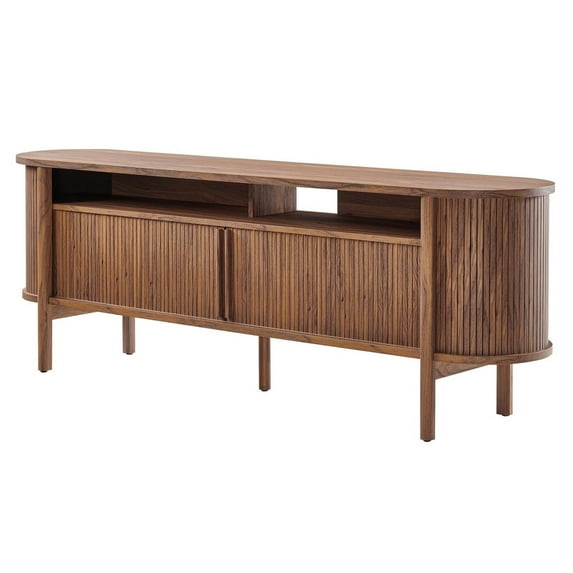 Media TV Stand Console Table, Walnut, Wood, Mid Century Living Room Lounge Cafe Lobby, Modern Contemporary HB36515