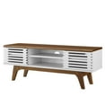 thumbnail image 1 of Media TV Stand Console Table, Wood, Brown Walnut White, Modern Contemporary Urban Design, Living Lounge Room Hotel Lobby Hospitality, 1 of 8