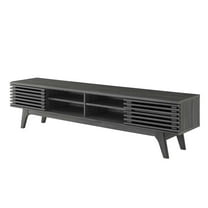 Media TV Stand Console Table, Wood, Dark Grey Gray, Modern Contemporary Urban Design, Living Lounge Room Hotel Lobby Hospitality
