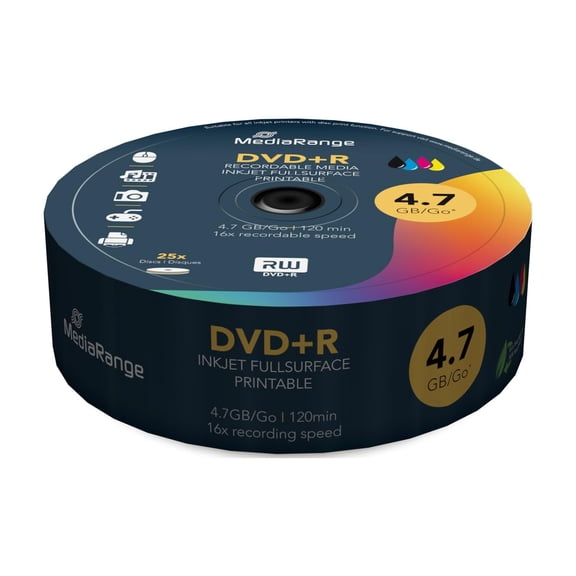 MediaRange MR408 DVD+R 4.7GB 16x (25) white Cake Box ink jet printable (DVD)