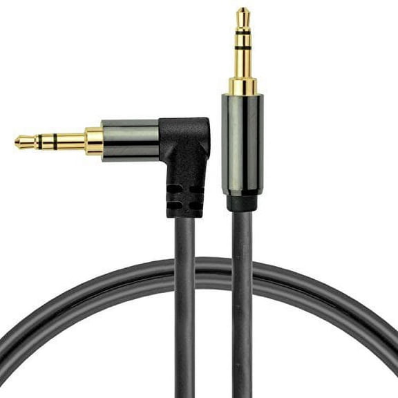 Mediabridge 3.5mm Male To Male Right Angle Stereo Audio Cable (8 Feet) - 90° Connector For Flush Connections - Step Down Design for Smartphone, Tablet & MP3 Cases - (Part# MPC-35RA-8 )