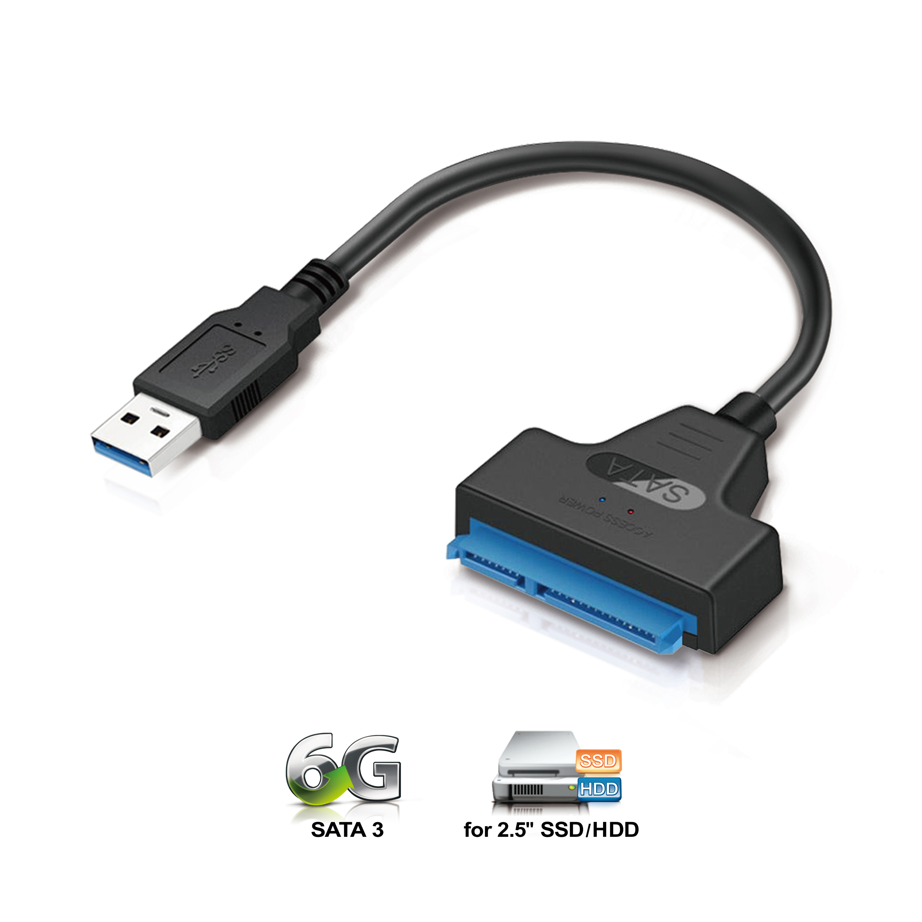 Mediasonic SATA to USB Cable – USB 3.0 / USB 3.1 Gen 1 to 2.5” SATA SSD / Hard Drive Adapter Cable (Optimized for SSD, Support UASP and SATA 3 6.0Gbps transfer rate) (HND5-SU3) - image 1 of 6