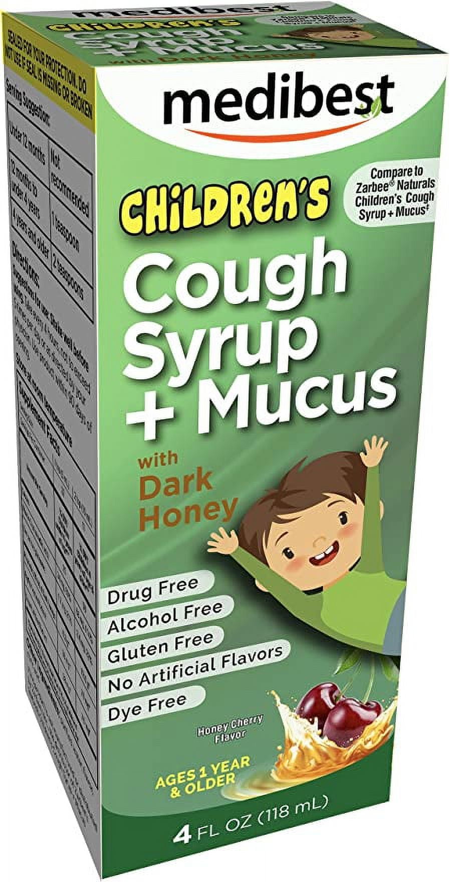 Medibest Children’s Cough Syrup + Mucus with dark Honey, Cherry