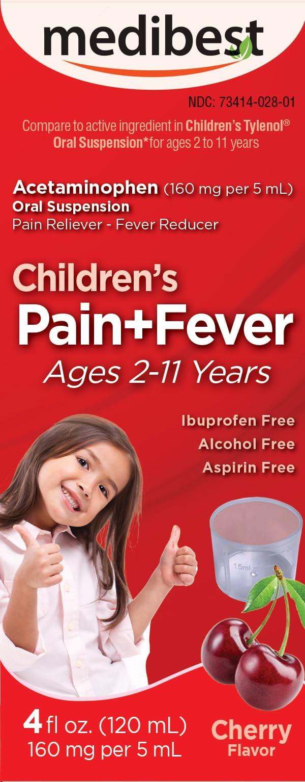 Medibest Children’s Pain + Fever Acetaminophen Ibuprofen Alcohol