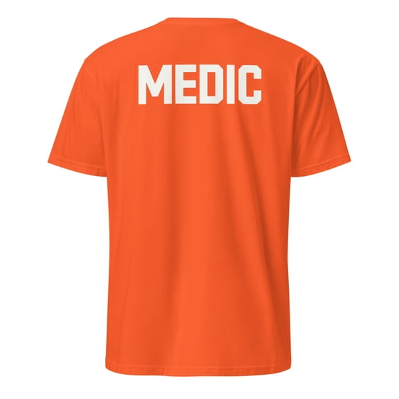 Medic BACK PRINT Staff First Aid Professional Uniform T-Shirt (Orange, S)