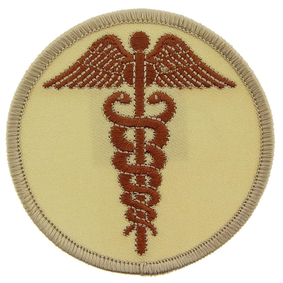 Medic Caduceus Patch Brown 3"