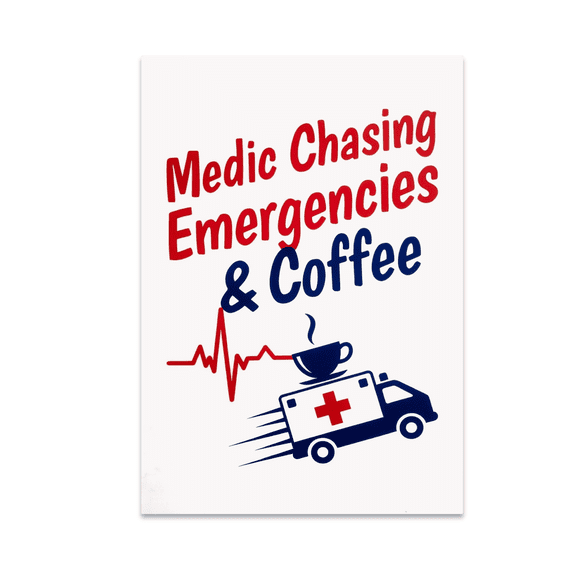 Medic Chasing Emergencies & Coffee - First Responder - 13x19 Poster Print