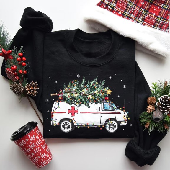 Medic Christmas Shirt, Ambulance Car Christmas Shirt, EMS Humor Shirt, Paramedic Christmas