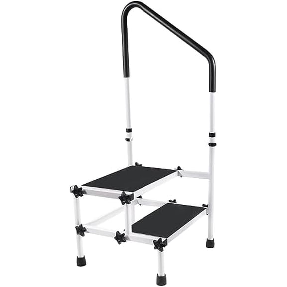 Medical 2 Step Stool Ladder with Handrail Handle for Elderly,Seniors,Kitchen Bathroom Viechle Step Stool with Thick Rubber Feet and Anti-Skid Platform,Heavy Duty 400 Lbs Capacity$$Tools