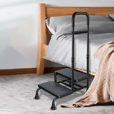 WHONEC 2 Step Stool with Handle, Heavy Duty Non-Skid Steel Footstool for Bedside, Kitchen, Car, Bathtub, Holds up to 350 lbs