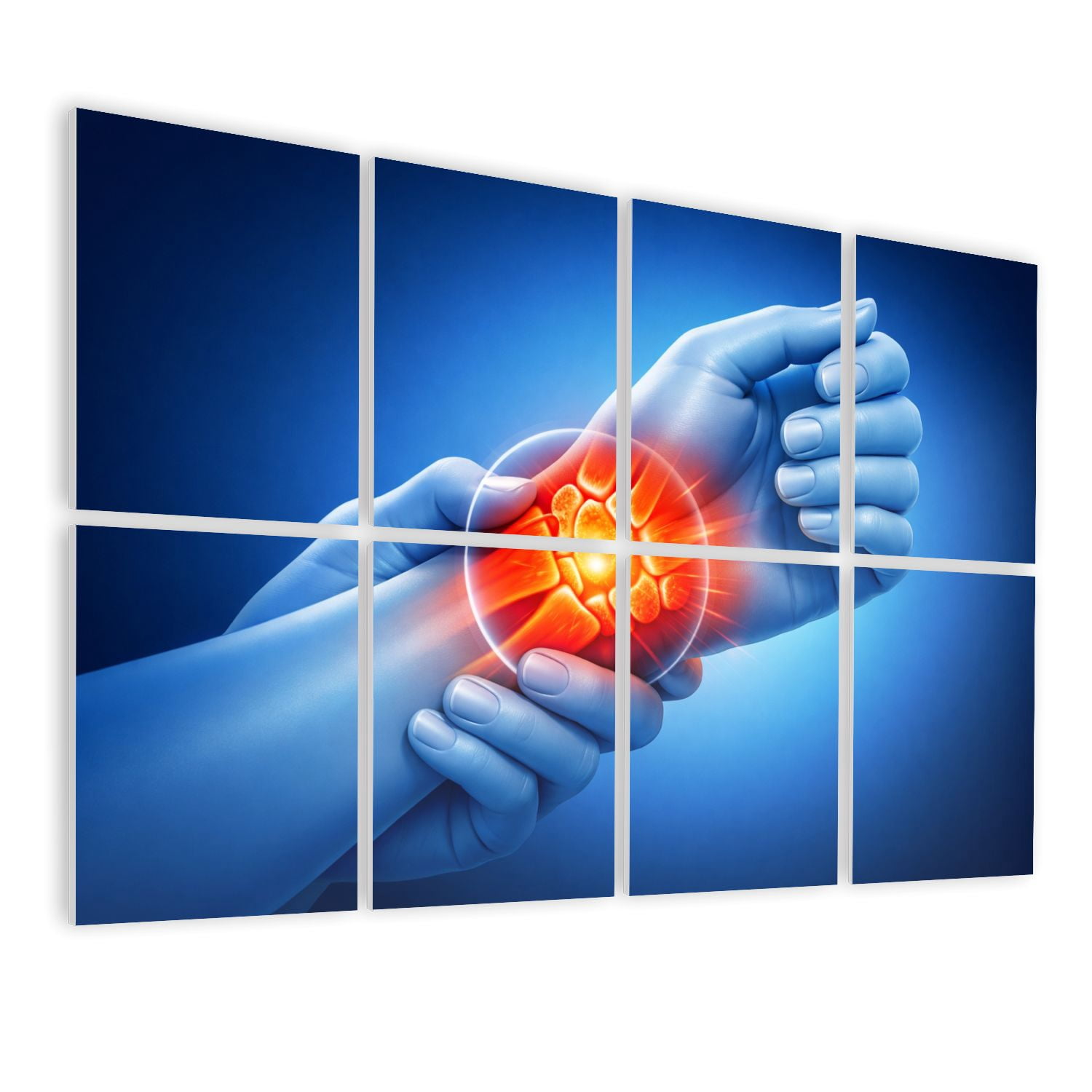 Medical 8 Pack Art Acoustic Panels Sound Absorbing Human Wrist Joint Pain Red Inflammation Highlights Decorative Soundproof Wall Panels Self Adhesive for Classroom Hospital 48"x32"