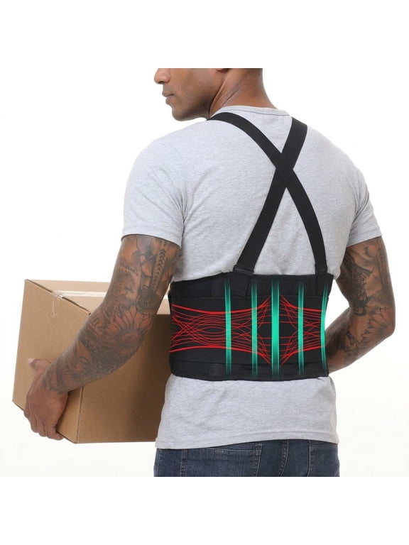 Medical Adjustable Lifting Back Brace with Suspenders for Men & Women Back Support Belt Industrial Lower Back Belt - Lumbar Protection from Construction, Moving, Warehouse Jobs, Heavy Lifting Safety
