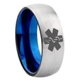 thumbnail image 1 of Medical Alert 8MM Dome Gray and Blue Tungsten Carbide Ring, 1 of 2