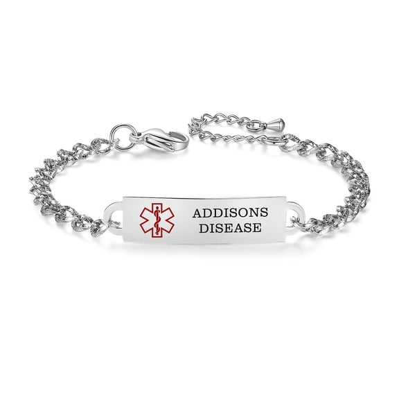 Adjustable Stainless Steel Addisons Disease Medical ID Bracelet