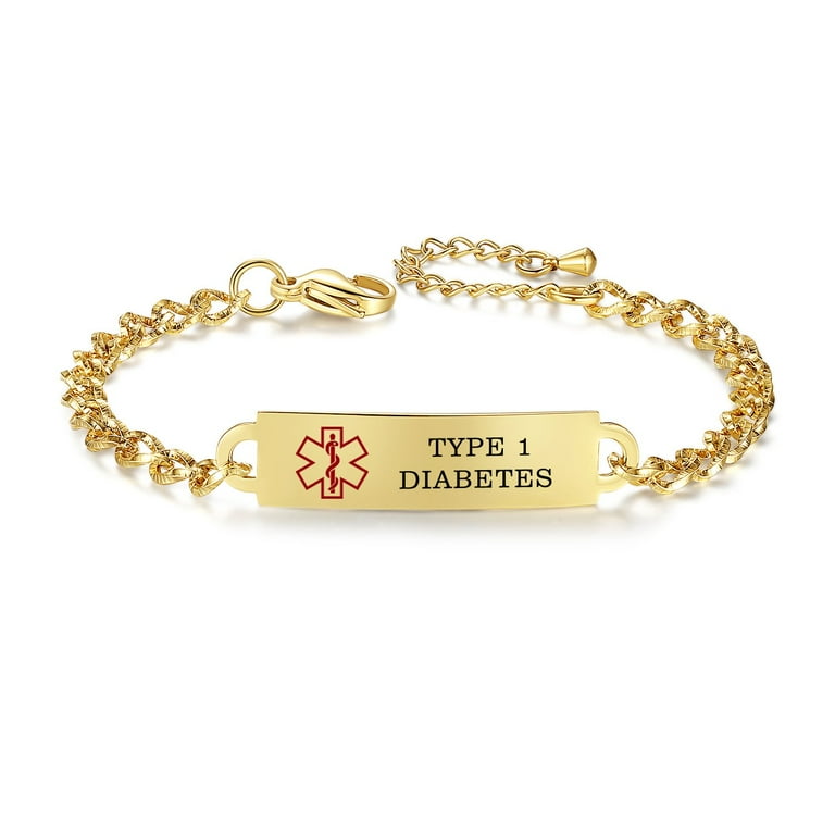 Diabetes Bracelet For Men TGLS Medical Alert Bracelet Adjustable
