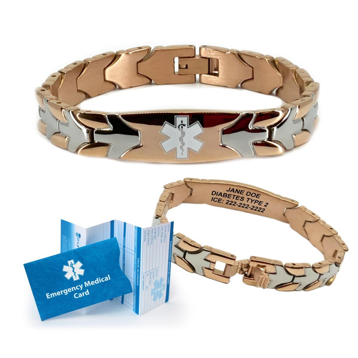 Medical Alert Bracelets For Women, Rose Gold Chevron Arrow Jewelry